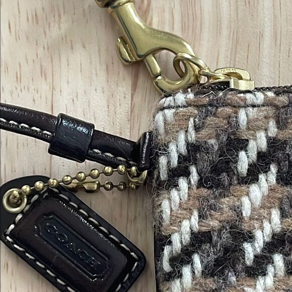 Coach Brown and Black Houndstooth Wristlet - Picture 5 of 5